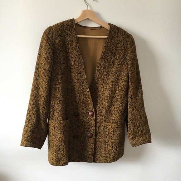 Vintage tweed double breasted blazer - Picture 3 of 9